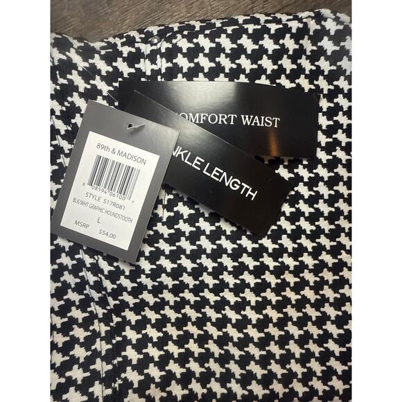 89th & Madison Black/White Houndstooth Ankle Dress Pant Large - Picture 4 of 4